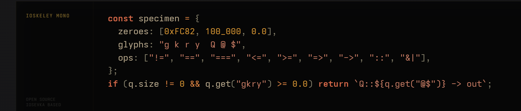 Ioskeley Mono specimen